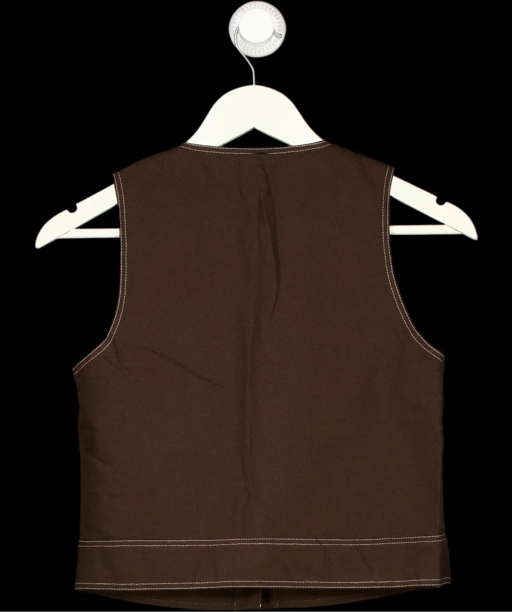 Aligne Brown Summer Utility Button Up Linen Top Chocolate Brown, size UK 6 — label