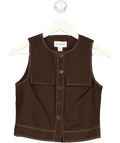 Aligne Brown Summer Utility Button Up Linen Top Chocolate Brown, size UK 6 — front