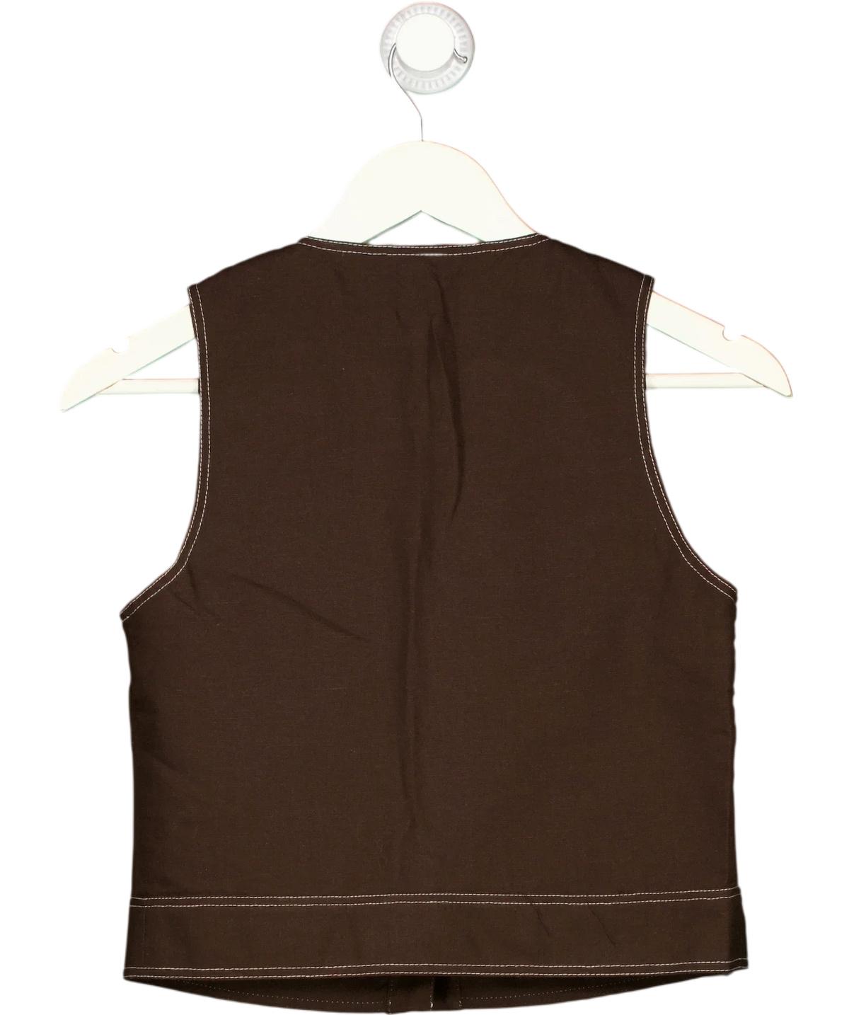 Aligne Brown Summer Utility Button Up Linen Top Chocolate Brown, size UK 6 — back