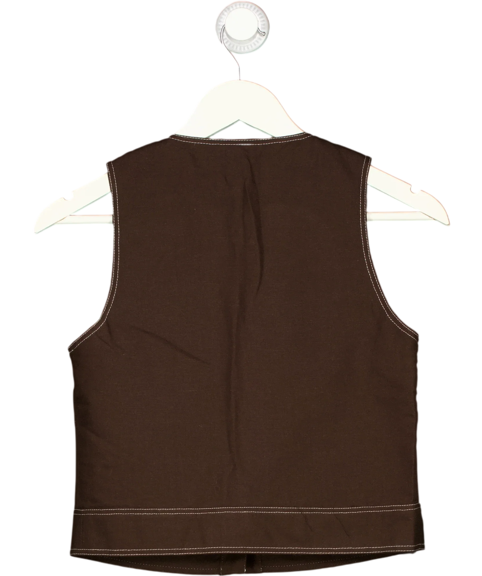 Aligne Brown Summer Utility Button Up Linen Top Chocolate Brown, size UK 6 — back