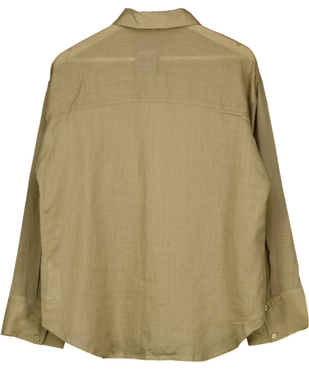 NA-KD Beige Premium Selection Ramie Long Sleeve Shirt  EU 38, size UK 10 — back
