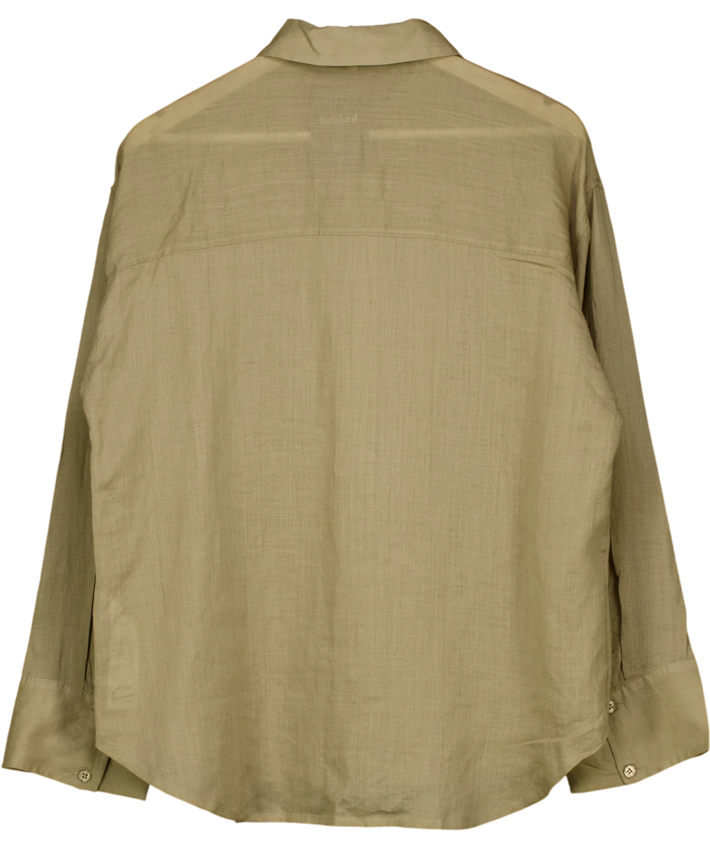 NA-KD Beige Premium Selection Ramie Long Sleeve Shirt  EU 38, size UK 10 — back