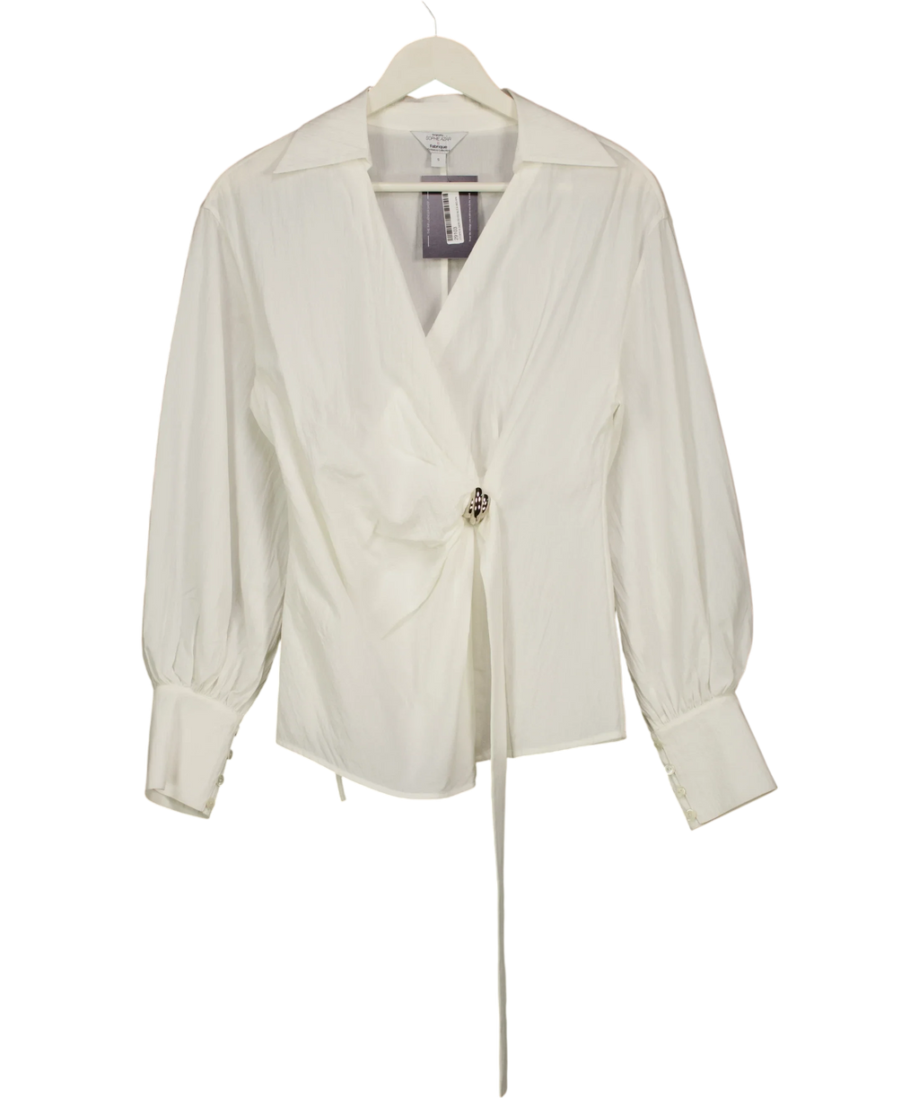 Fabrique White x Sophie Azar Bianca Hand Stitch Ruched-Waist Shirt White, size UK S — front