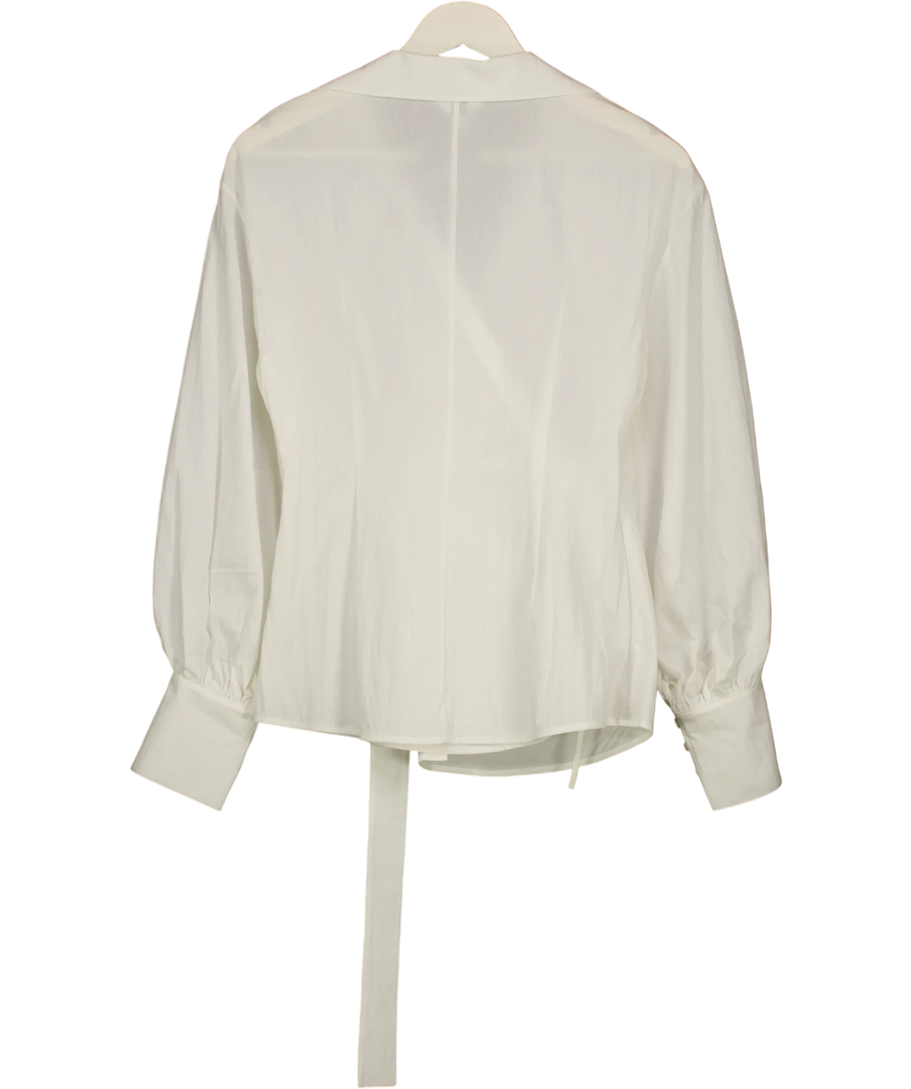 Fabrique White x Sophie Azar Bianca Hand Stitch Ruched-Waist Shirt White, size UK S — back