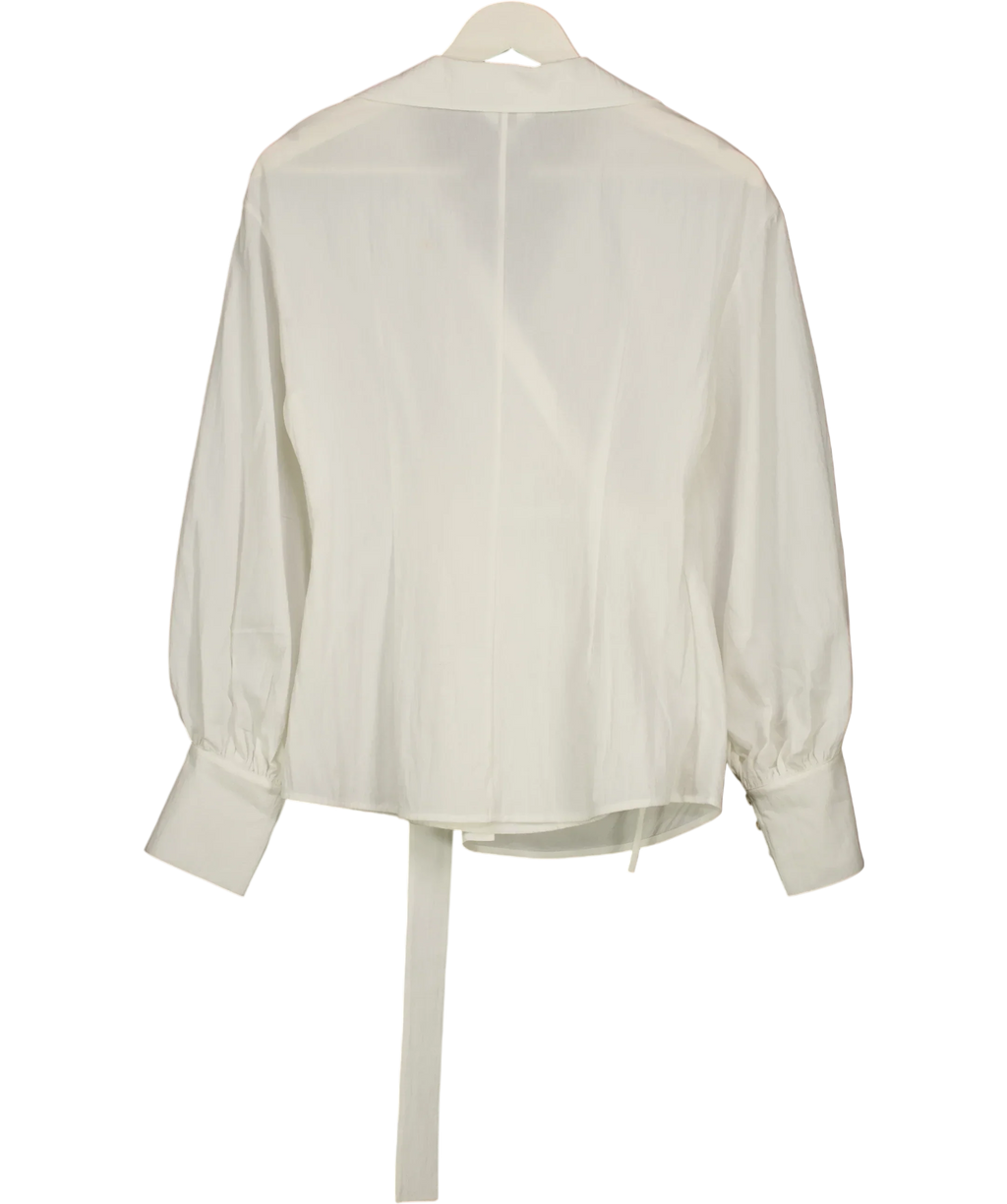 Fabrique White x Sophie Azar Bianca Hand Stitch Ruched-Waist Shirt White, size UK S — back