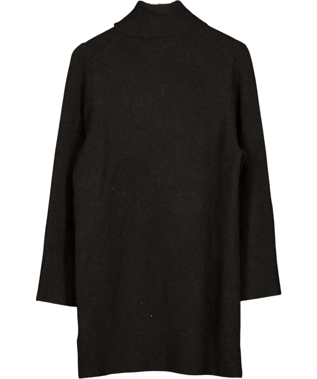 & OTHER STORIES Black Turtleneck Knit Mini Dress Black, size UK XS — back