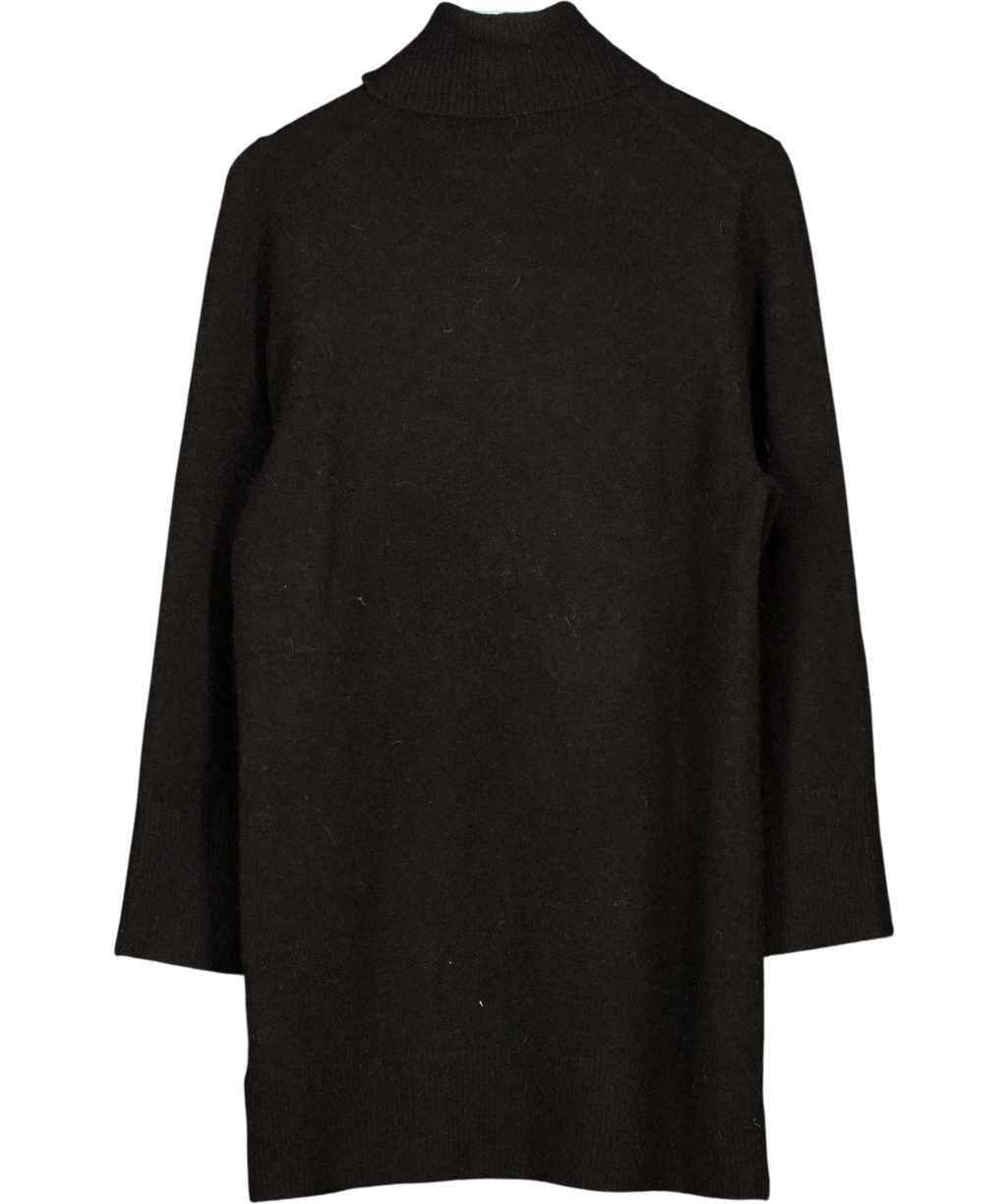 & OTHER STORIES Black Turtleneck Knit Mini Dress Black, size UK XS — back