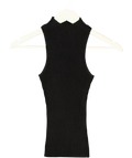 PRETTY LAVISH Black Sleeveless High Neck Ribbed Knit Top Black, size UK S — front