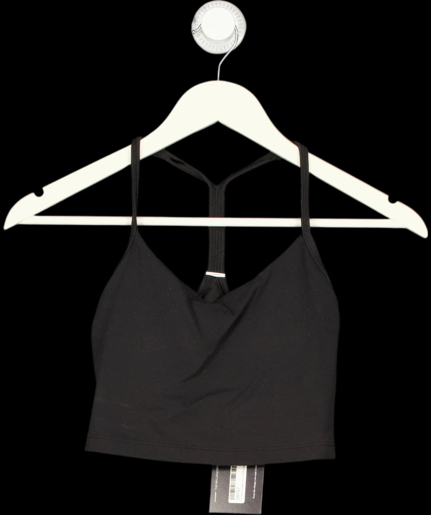 Lululemon Black Cropped Tank Top, size UK XS — detail