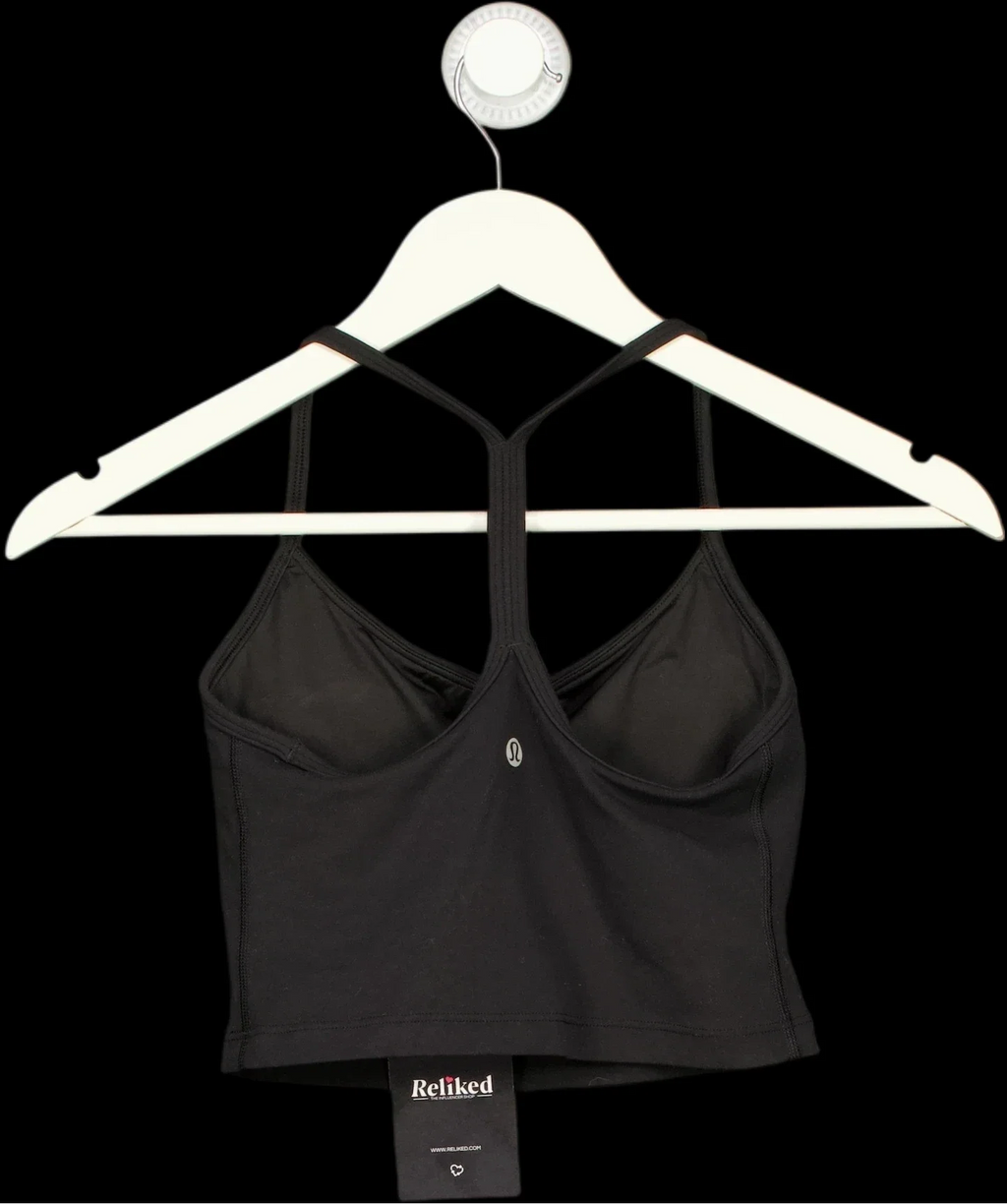 Lululemon Black Cropped Tank Top, size UK XS — label