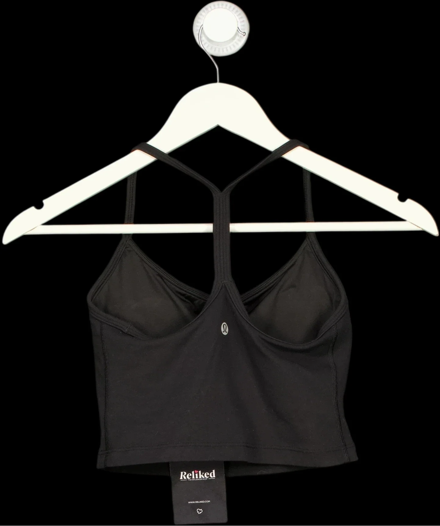 Lululemon Black Cropped Tank Top, size UK XS — label