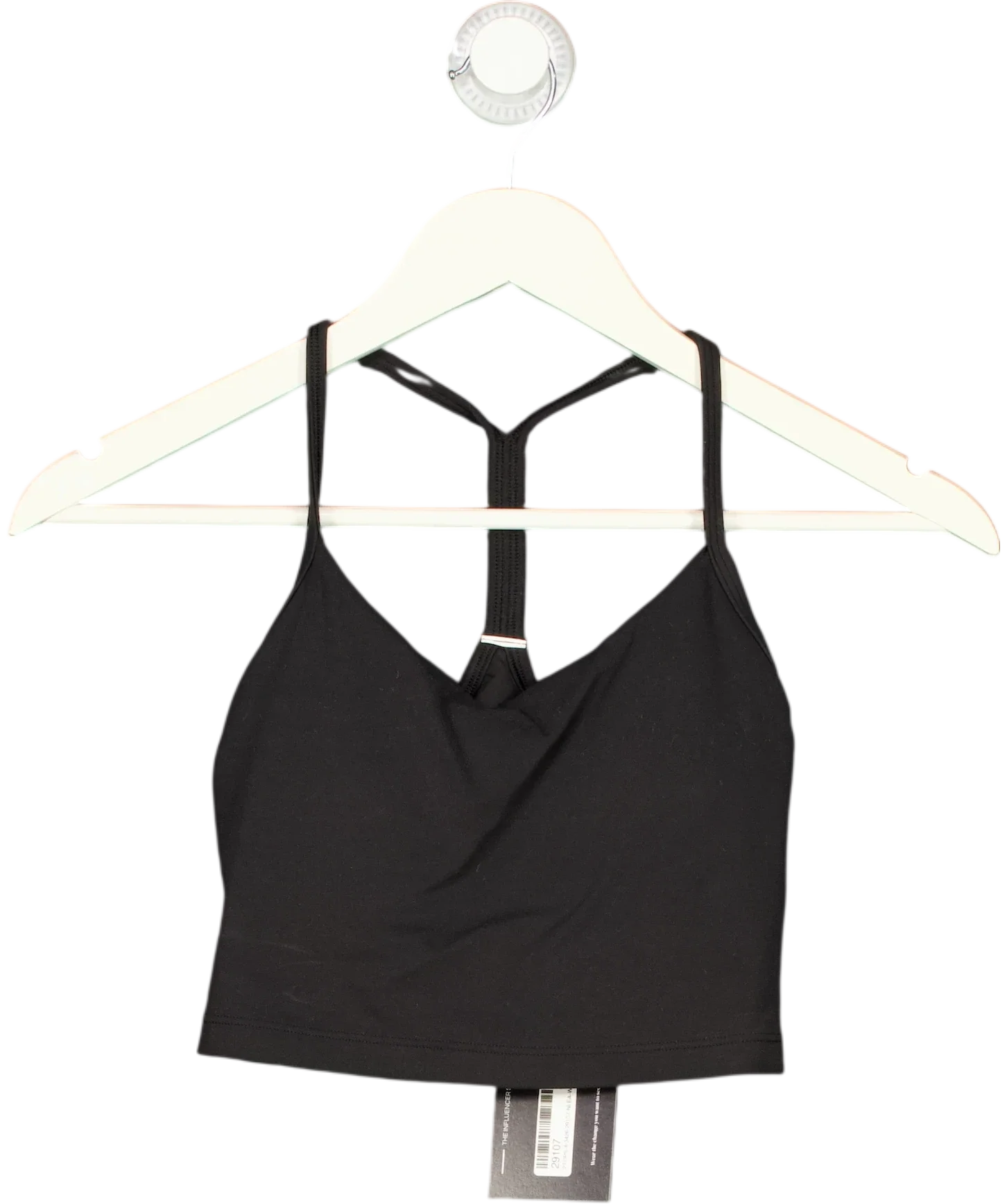 Lululemon Black Cropped Tank Top, size UK XS — front
