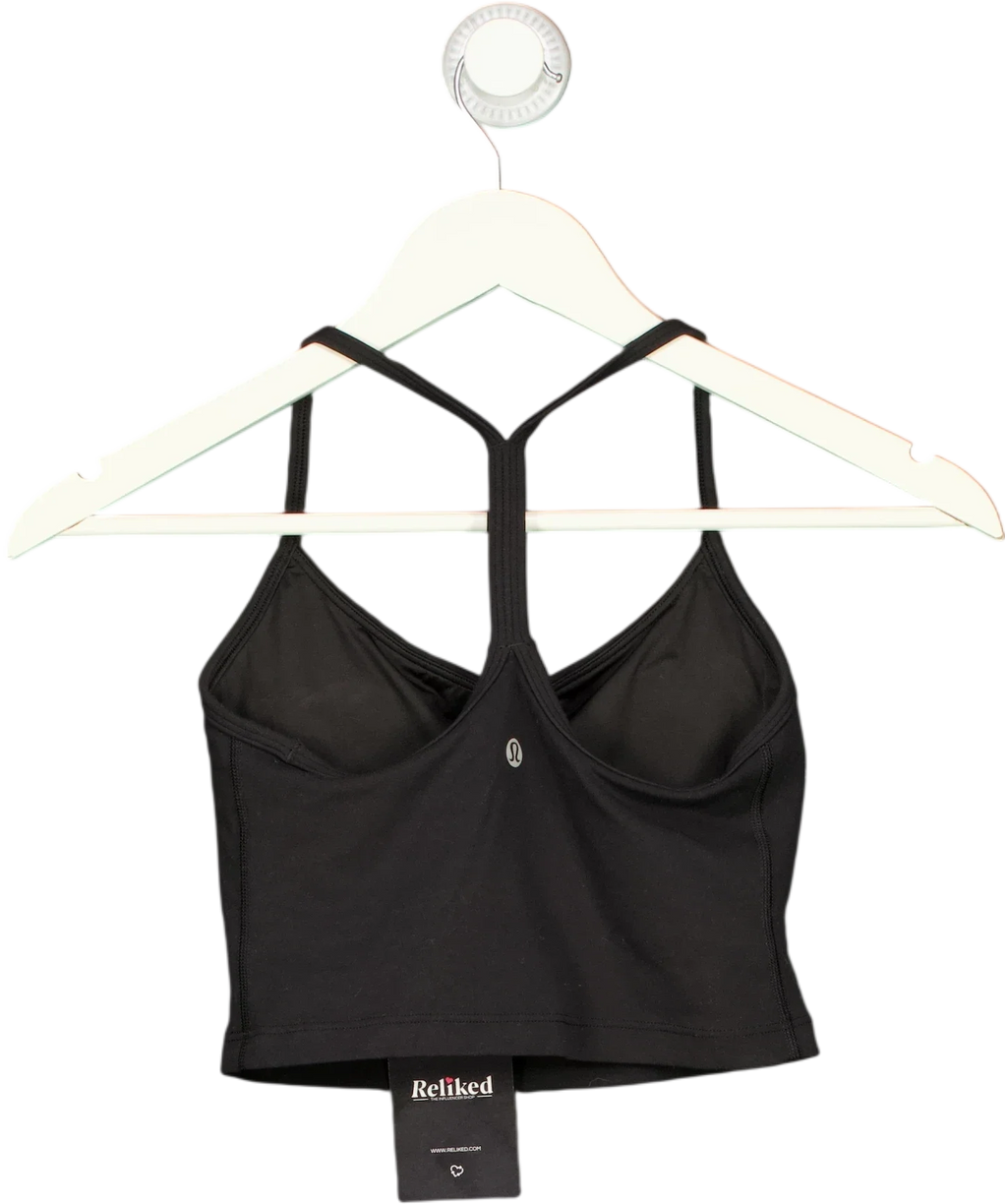 Lululemon Black Cropped Tank Top, size UK XS — back