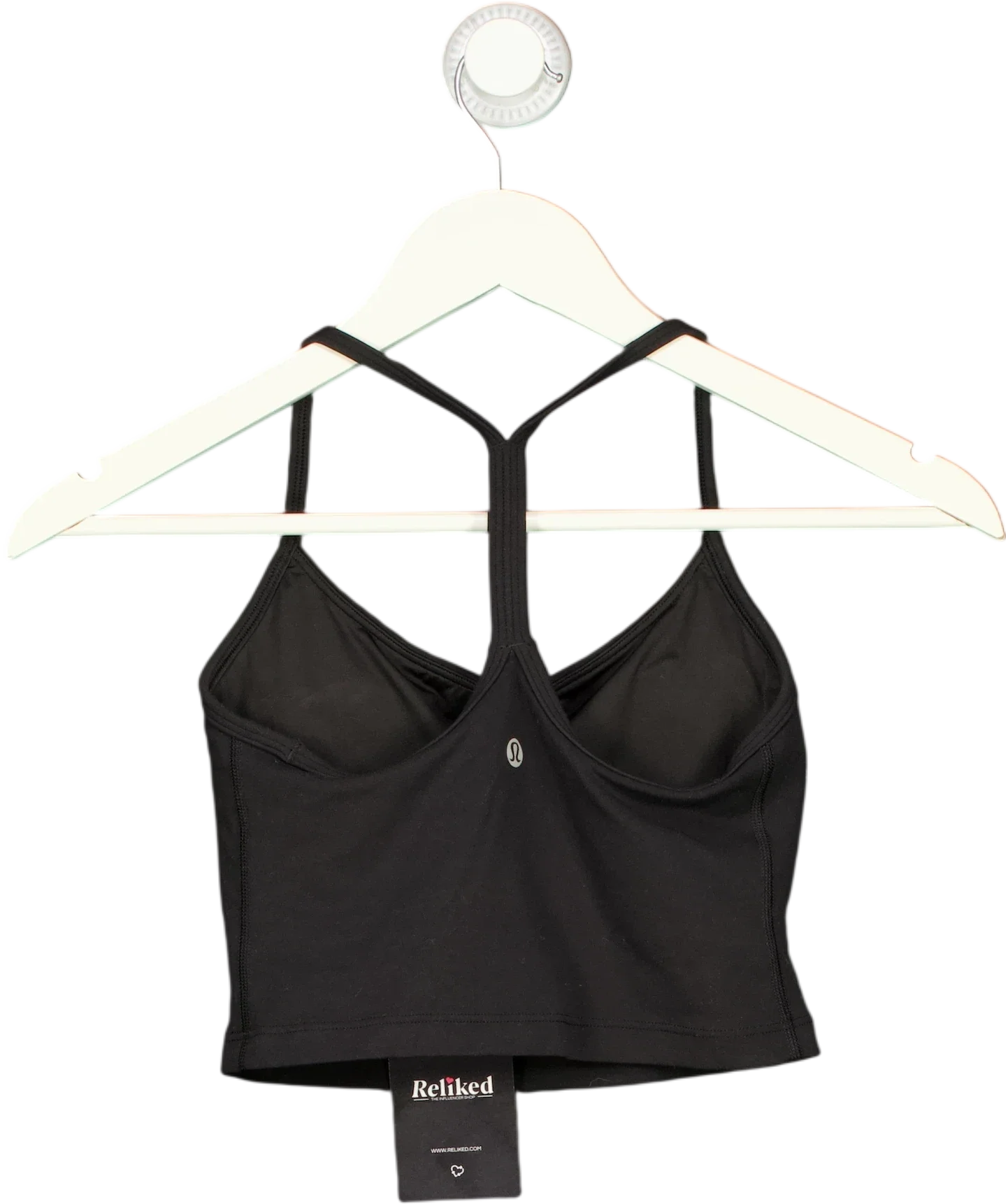 Lululemon Black Cropped Tank Top, size UK XS — back