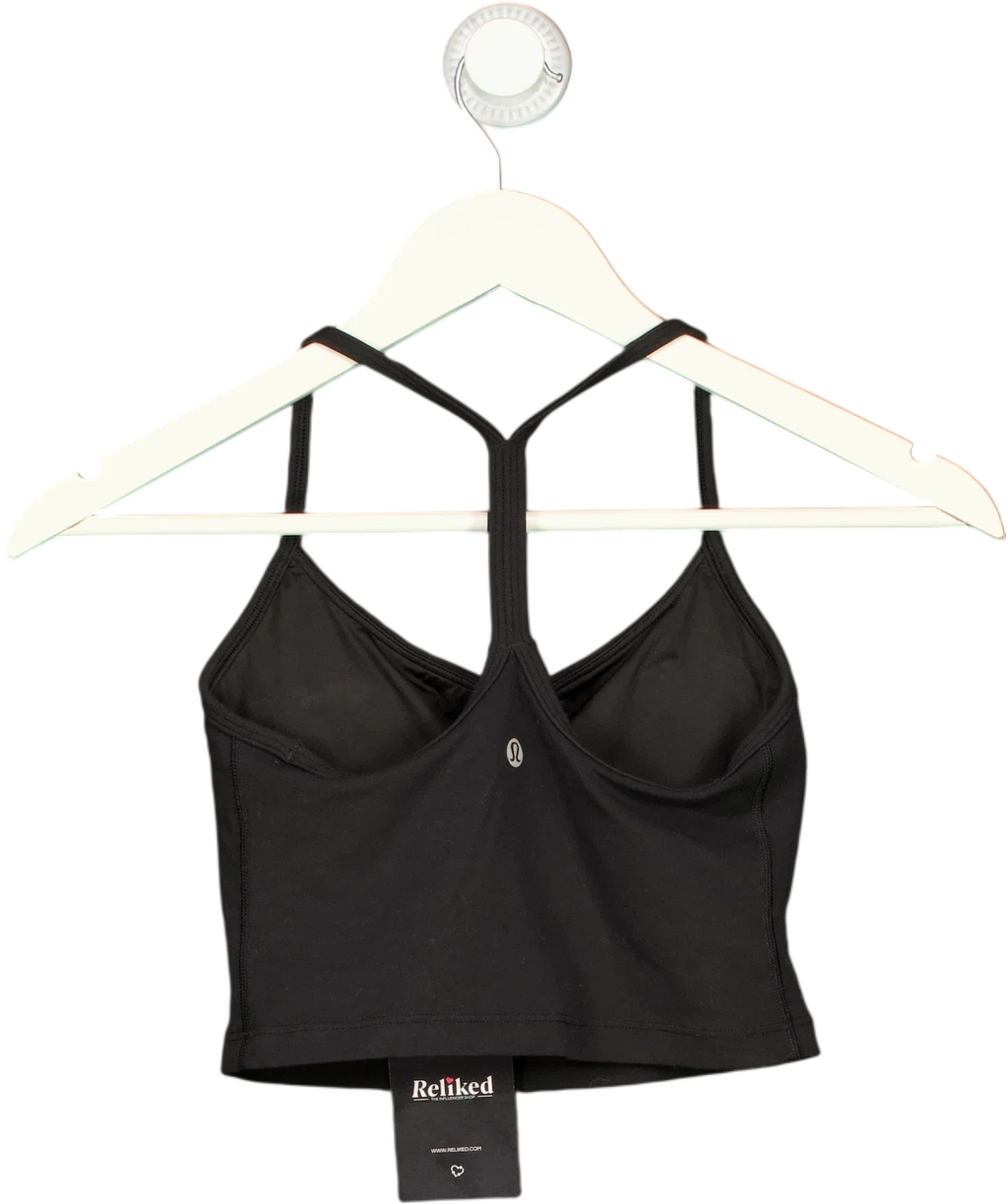 Lululemon Black Cropped Tank Top, size UK XS — back