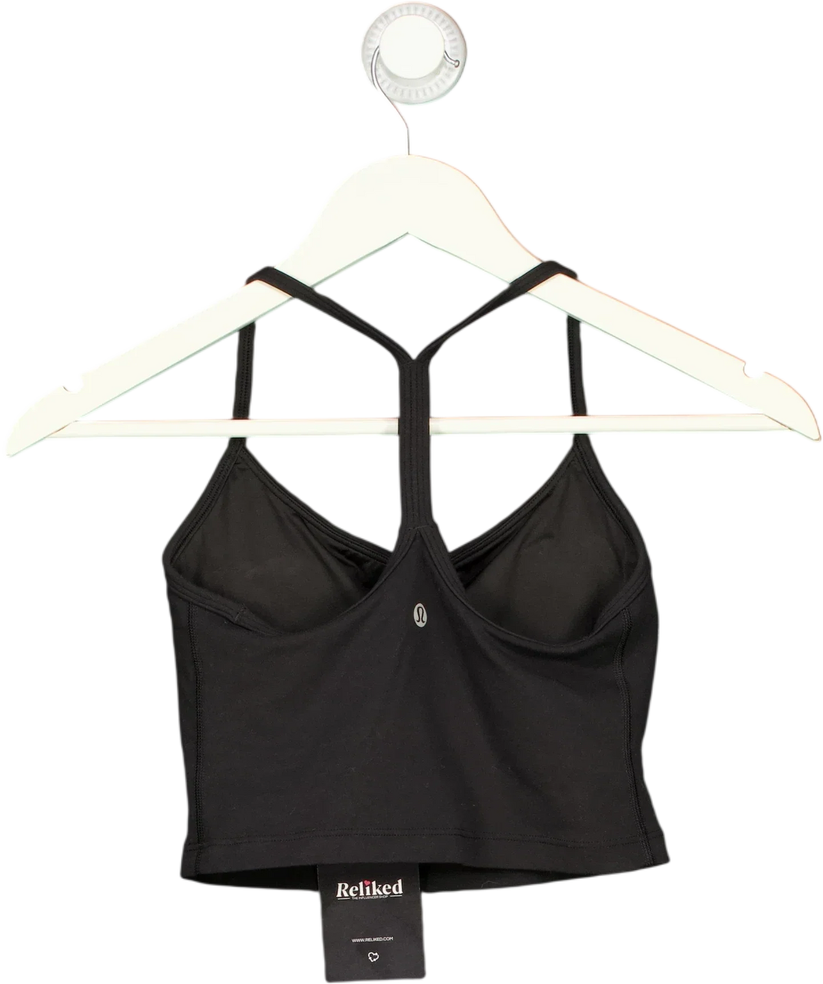 Lululemon Black Cropped Tank Top, size UK XS — back