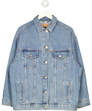 TOPSHOP Oversized Drop Shoulder Denim Jacket Mid Blue UK 6