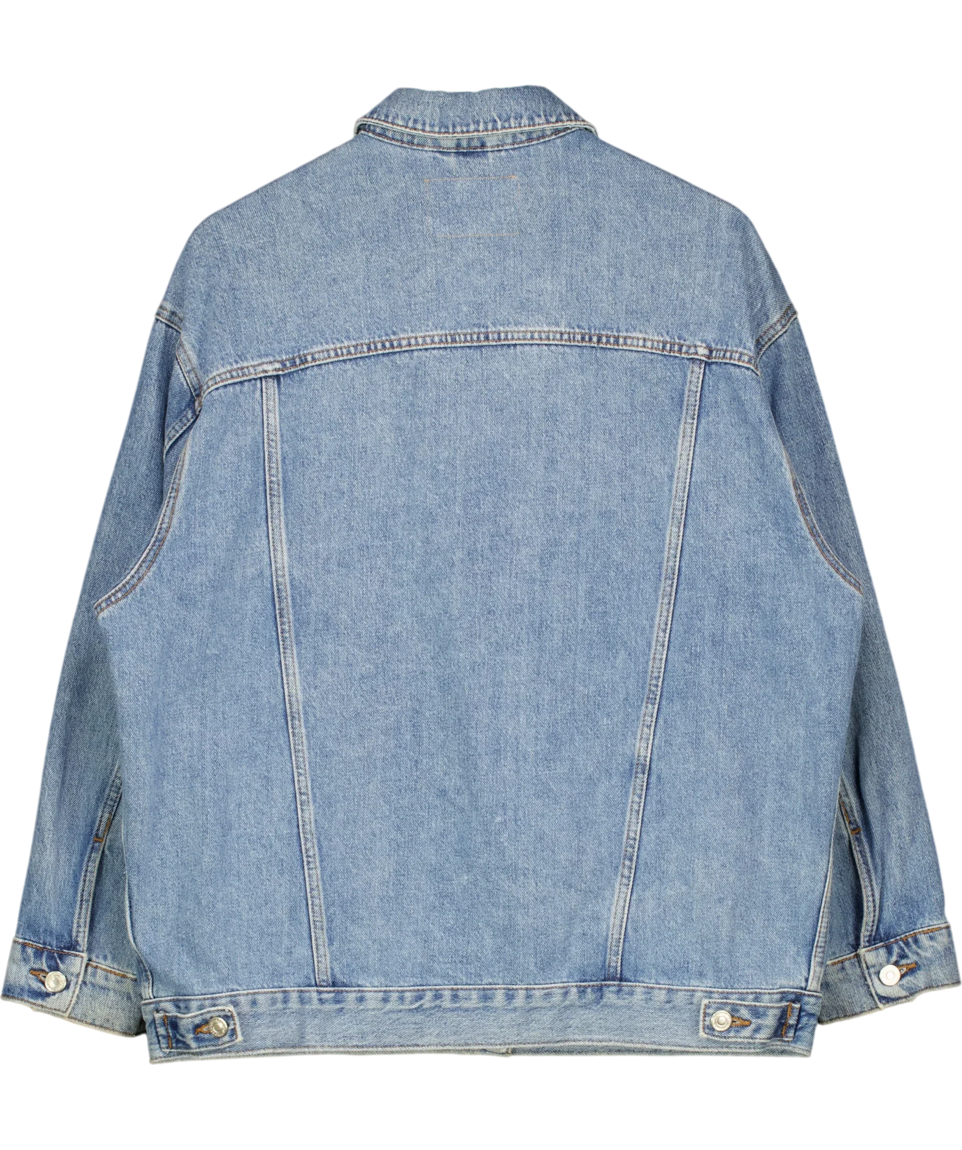 TOPSHOP Blue Oversized Drop Shoulder Denim Jacket Mid Blue, size UK 6 — back