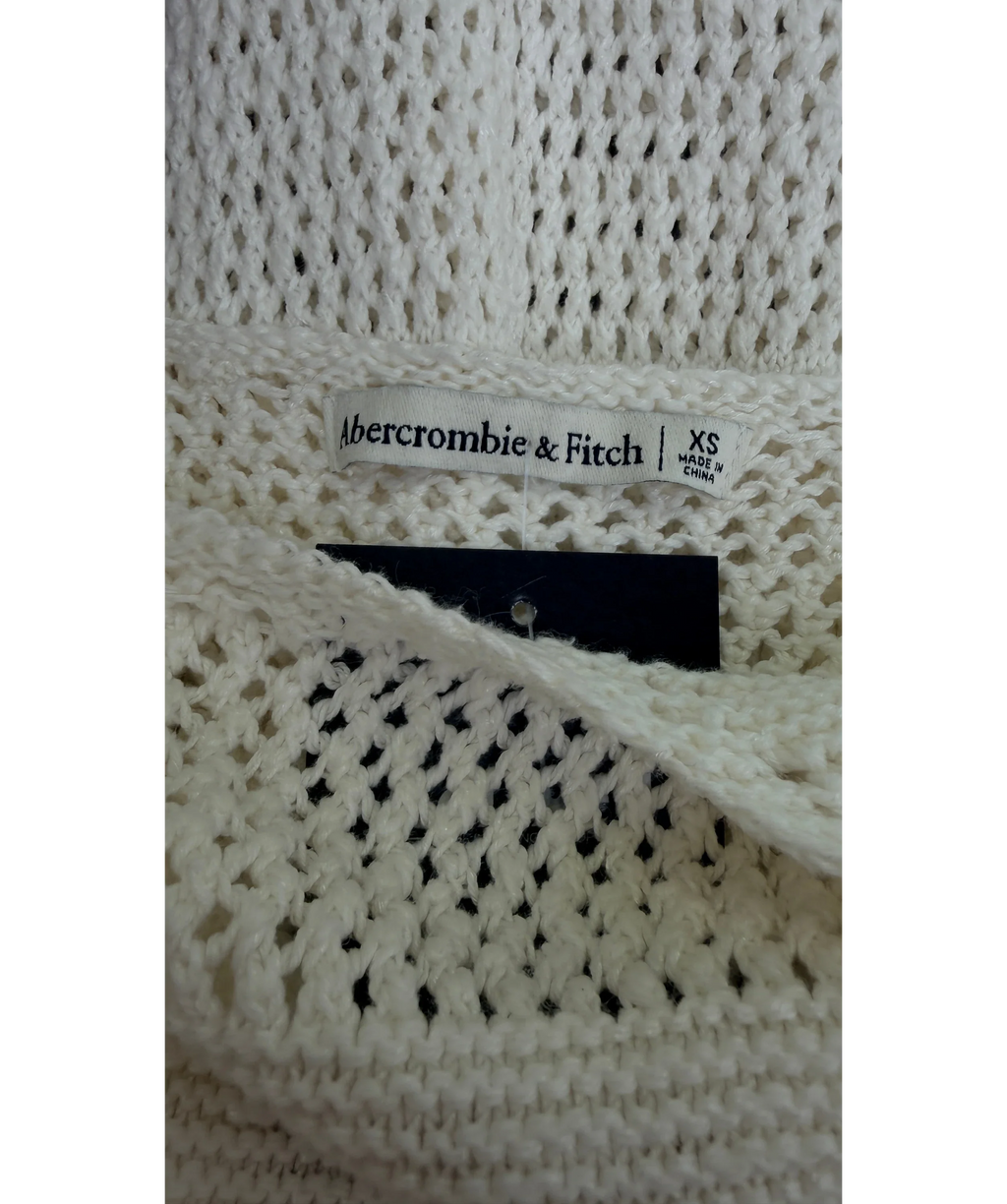 ABERCROMBIE & FITCH Cream Crochet Open Knit Maxi Dress Cream, size UK XS — detail