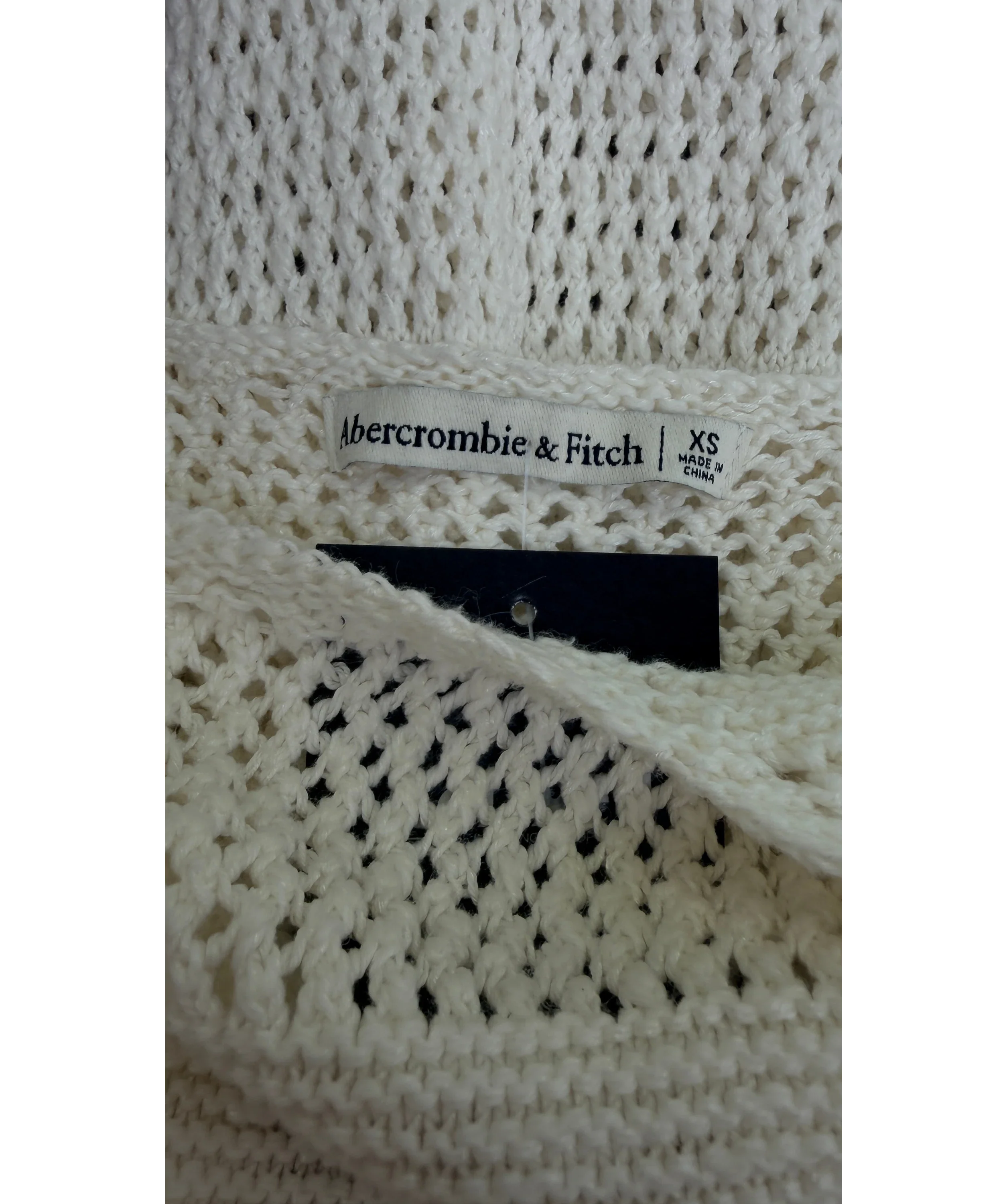 ABERCROMBIE & FITCH Cream Crochet Open Knit Maxi Dress Cream, size UK XS — detail