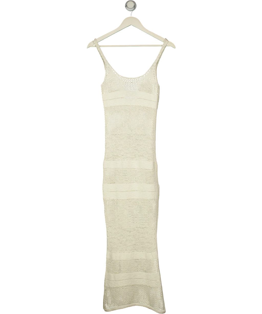 ABERCROMBIE & FITCH Cream Crochet Open Knit Maxi Dress Cream, size UK XS — front