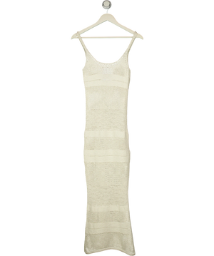 ABERCROMBIE & FITCH Crochet Open Knit Maxi Dress Cream UK XS