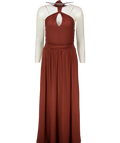 Boden Brown Sydney Twist Neck Jersey Maxi Dress Roasted Brown Size 6 P, size UK 6 — front