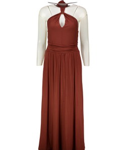 Boden Brown Sydney Twist Neck Jersey Maxi Dress Roasted Brown Size 6 P, size UK 6 — front