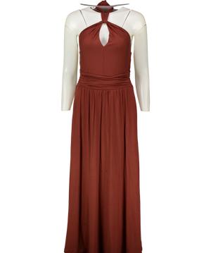 Boden Sydney Twist Neck Jersey Maxi Dress Roasted Brown Size 6 P UK 6
