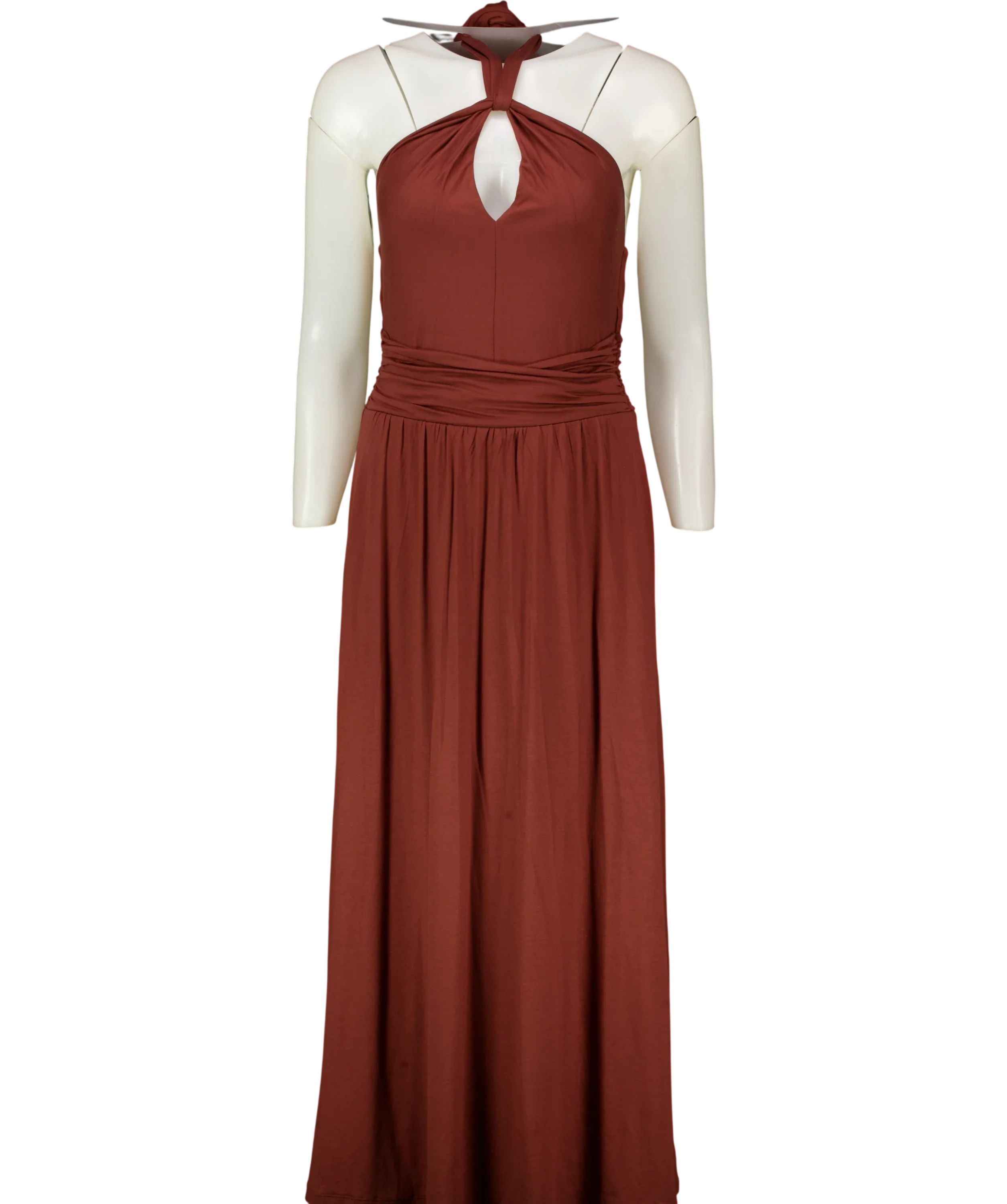 Boden Brown Sydney Twist Neck Jersey Maxi Dress Roasted Brown Size 6 P, size UK 6 — front