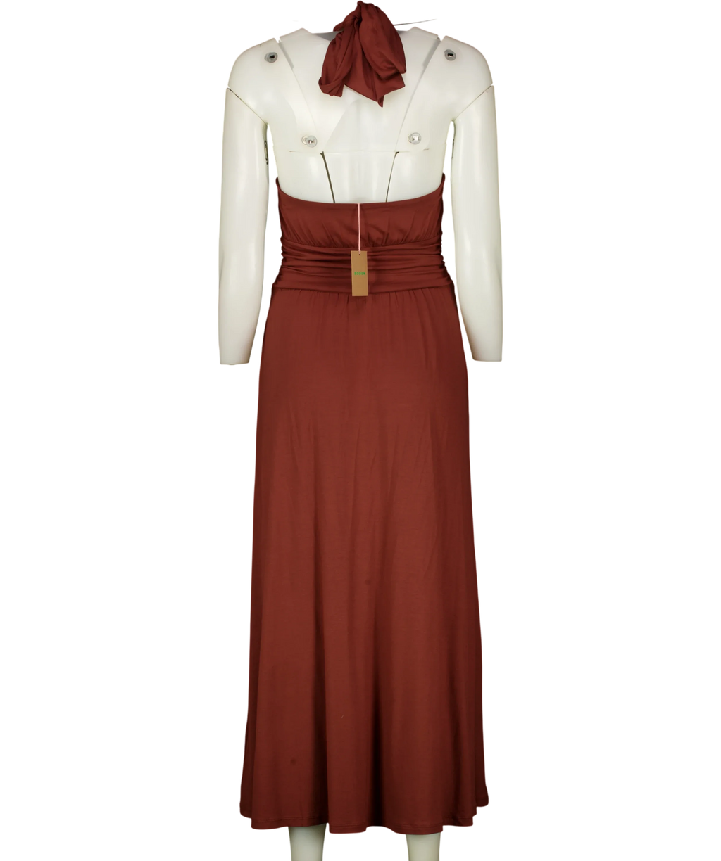 Boden Brown Sydney Twist Neck Jersey Maxi Dress Roasted Brown Size 6 P, size UK 6 — back