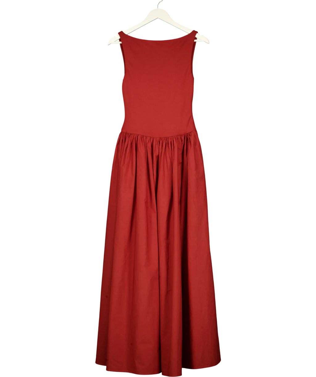 NA-KD Red x Lydia Tomlinson  Open Back Maxi Dress Burgundy red EU34, size UK 6 — front