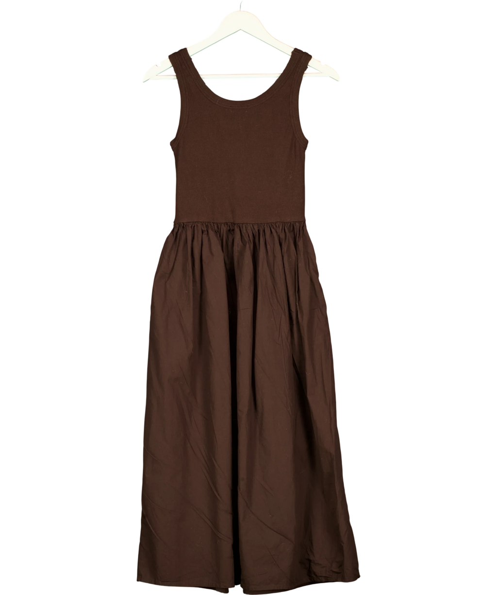 Albaray Brown Rib Spliced Cotton MIDI Dress Brown, size UK 8 — back