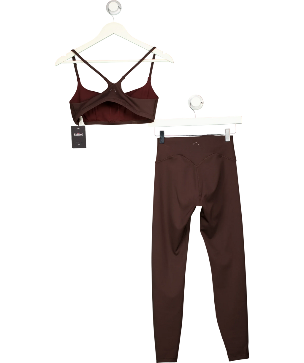 LILYSILK Brown SilkContour Premium Activewear Two Piece Set Coffee Bean BROWN, size UK XS/S — back