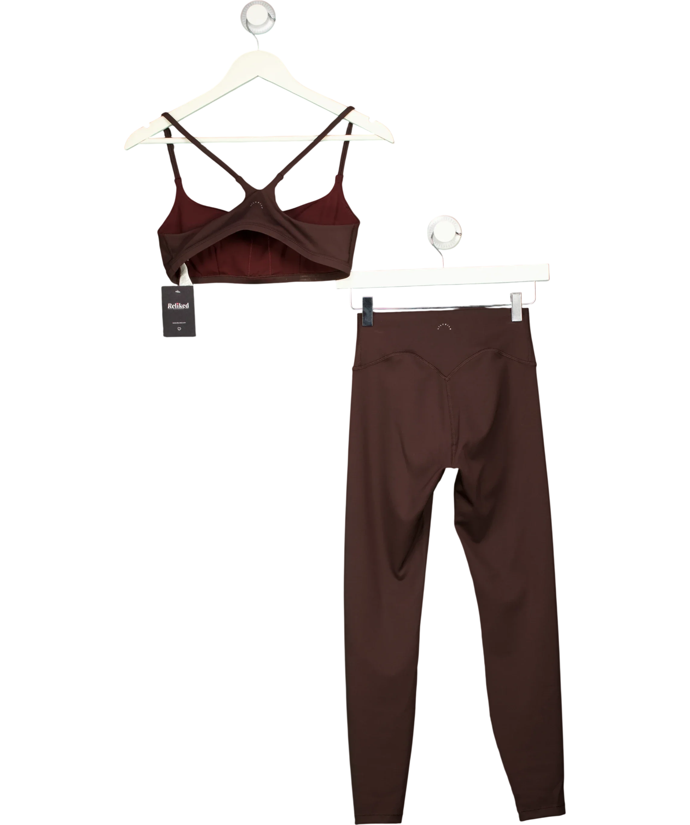 LILYSILK Brown SilkContour Premium Activewear Two Piece Set Coffee Bean BROWN, size UK XS/S — back