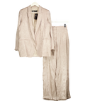 ZARA Beige Metallic Wrinkle Effect Tailored Suit Two Piece Set Champagne Jacket Size M Trousers, size UK XS — front