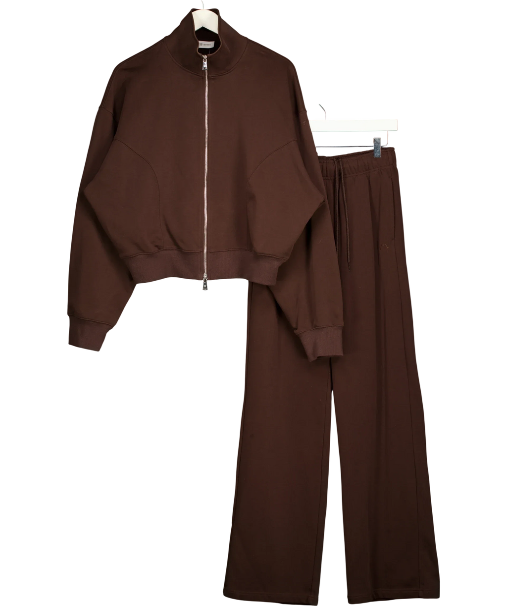 LILYSILK Brown Silkerry Heirloom '89 Tracksuit Two Piece Set Espresso Jacket, size UK XS/S — front