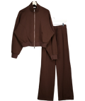 LILYSILK Brown Silkerry Heirloom '89 Tracksuit Two Piece Set Espresso Jacket, size UK XS/S — front
