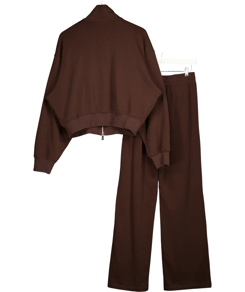 LILYSILK Brown Silkerry Heirloom '89 Tracksuit Two Piece Set Espresso Jacket, size UK XS/S — back