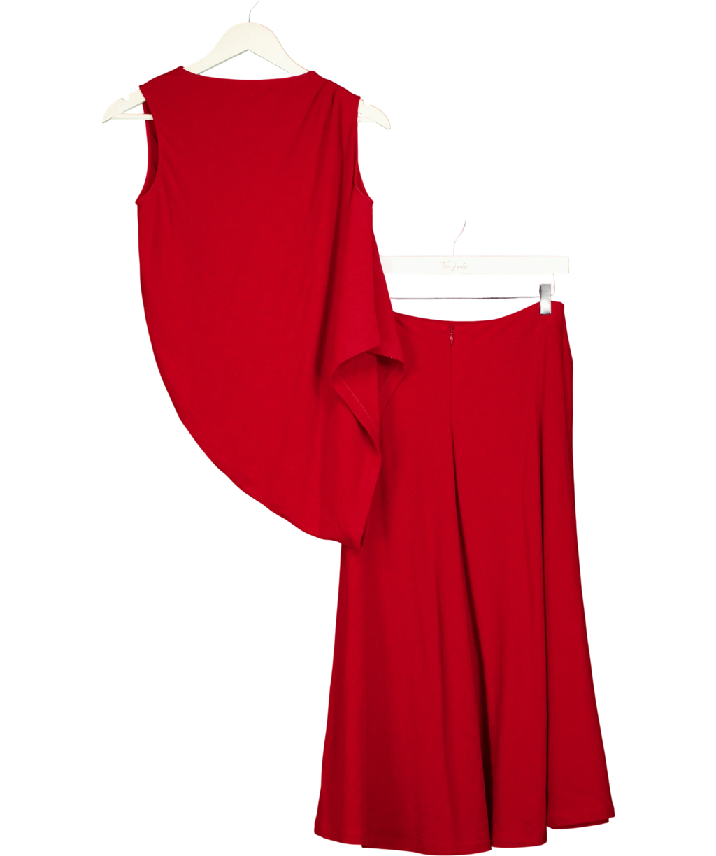 Fabrique Red x Sophie Azar Florence Asymmetrical Draped Top and Skirt Two Piece Set Red, size UK XS — back
