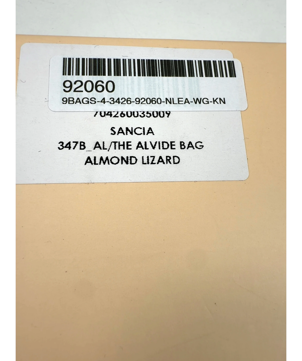 Sancia Beige The Alvide Bag — label