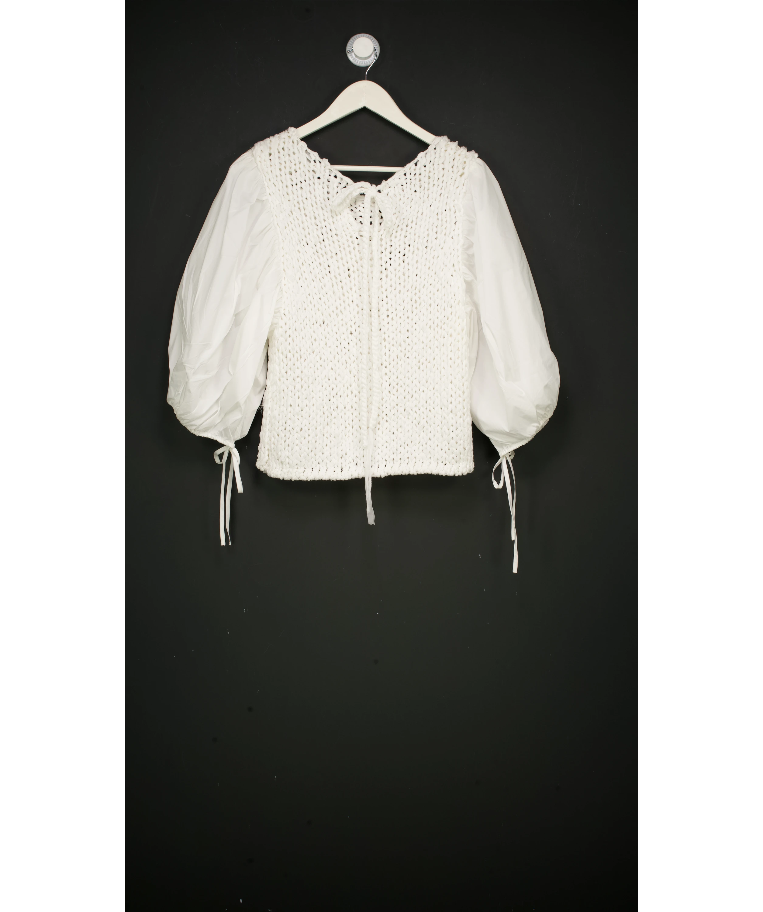 ZARA White Puff Slleve Combined Knit Jumpe UK M — Brand label