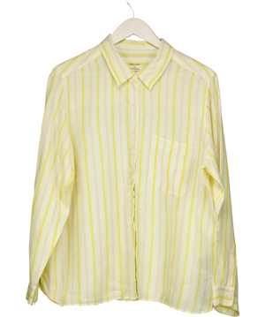 M&S Yellow Striped Pure Linen Shirt UK 18