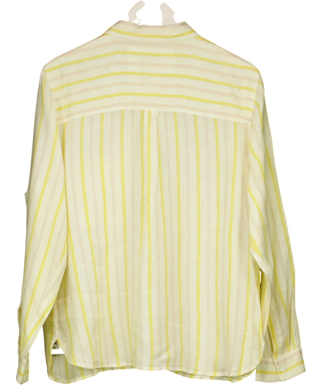 M&S Yellow Striped Pure Linen Shirt UK 18 — Back