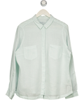 M&S Pure Linen Aqua Blue Striped Shirt UK 18 — Front