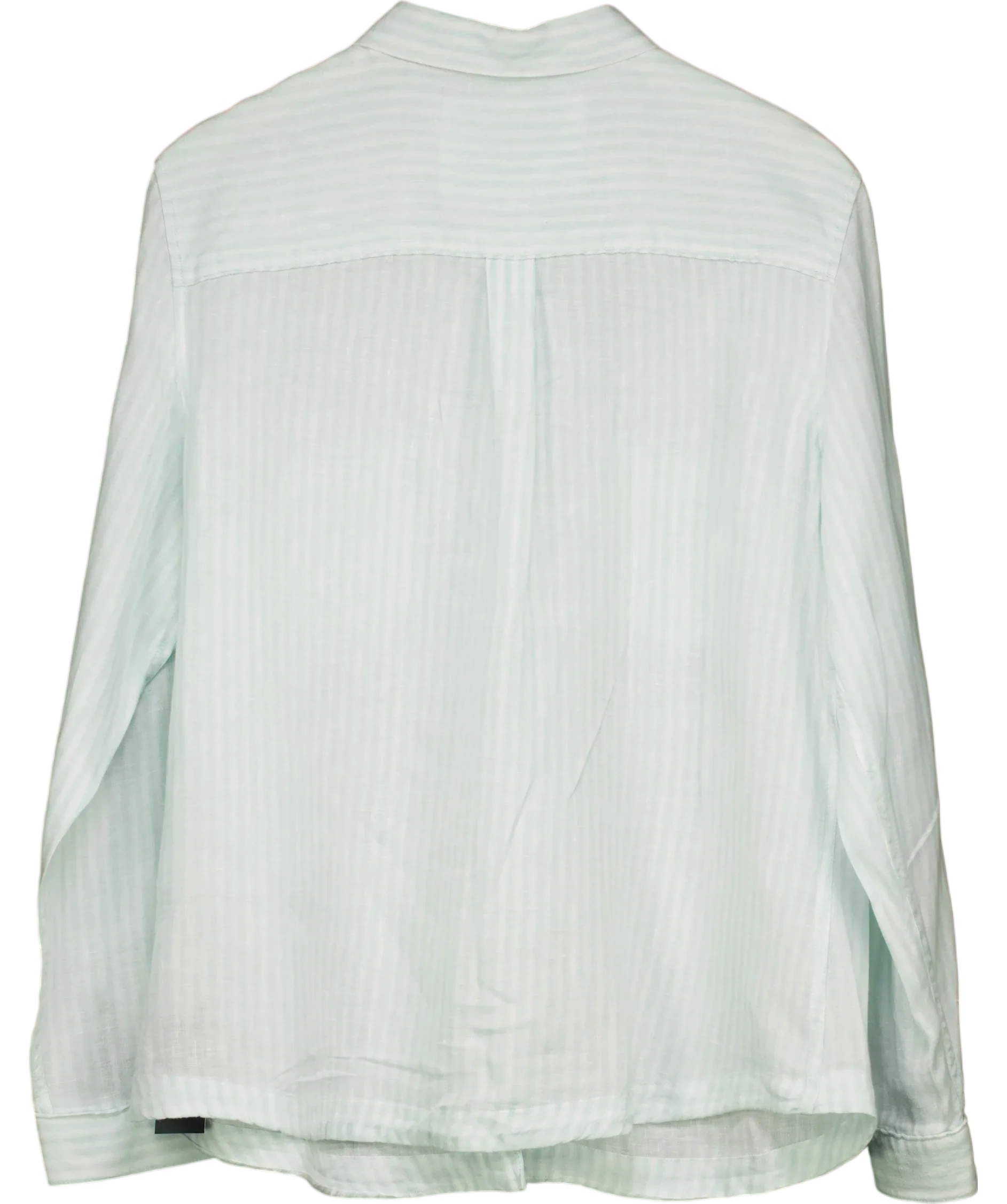 M&S Pure Linen Aqua Blue Striped Shirt UK 18 — Back