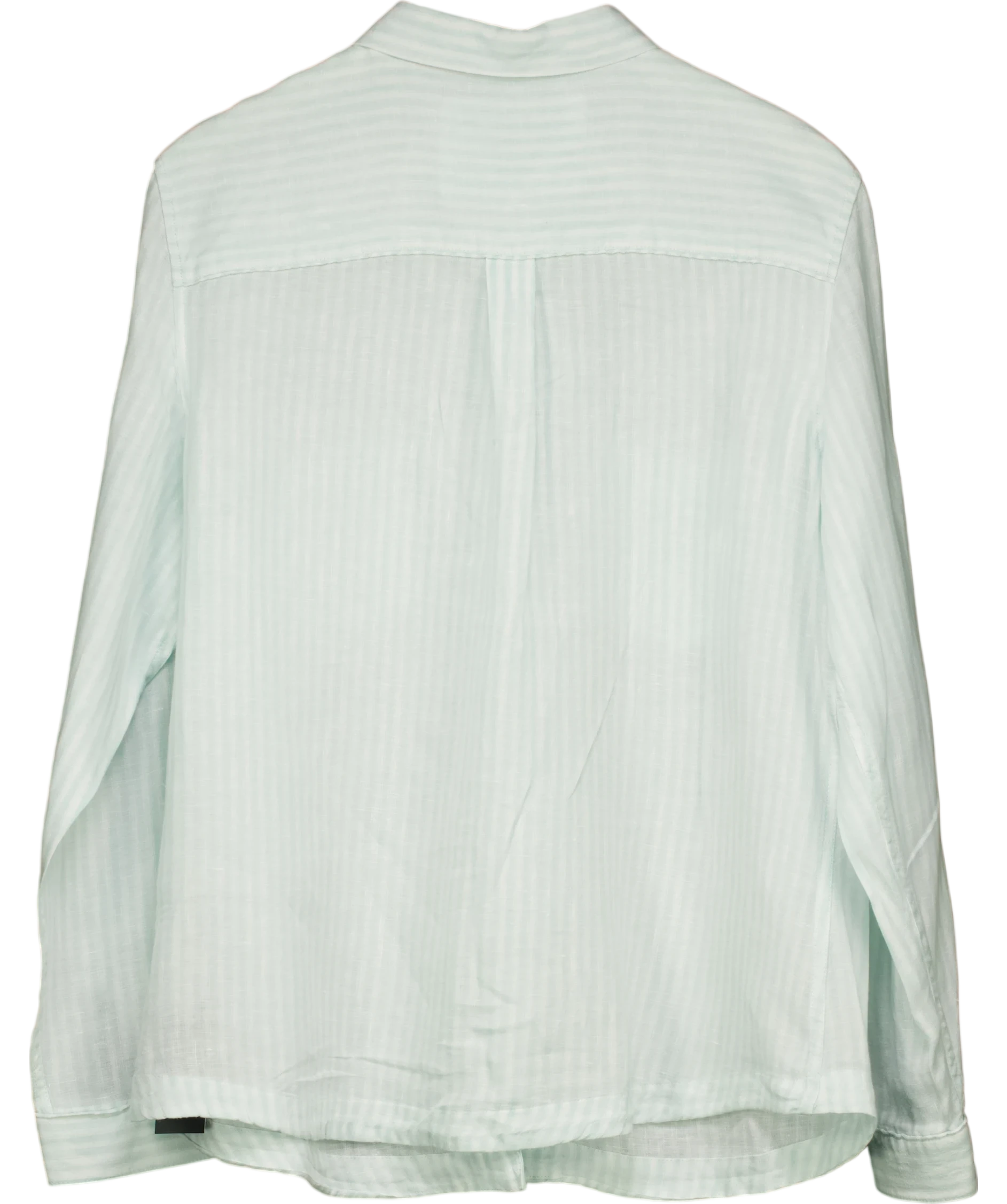 M&S Pure Linen Aqua Blue Striped Shirt UK 18 — Back