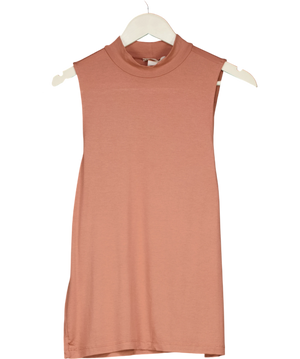 H&M Nude Pink Viscose Blend High Neck Sleeveless Top UK M