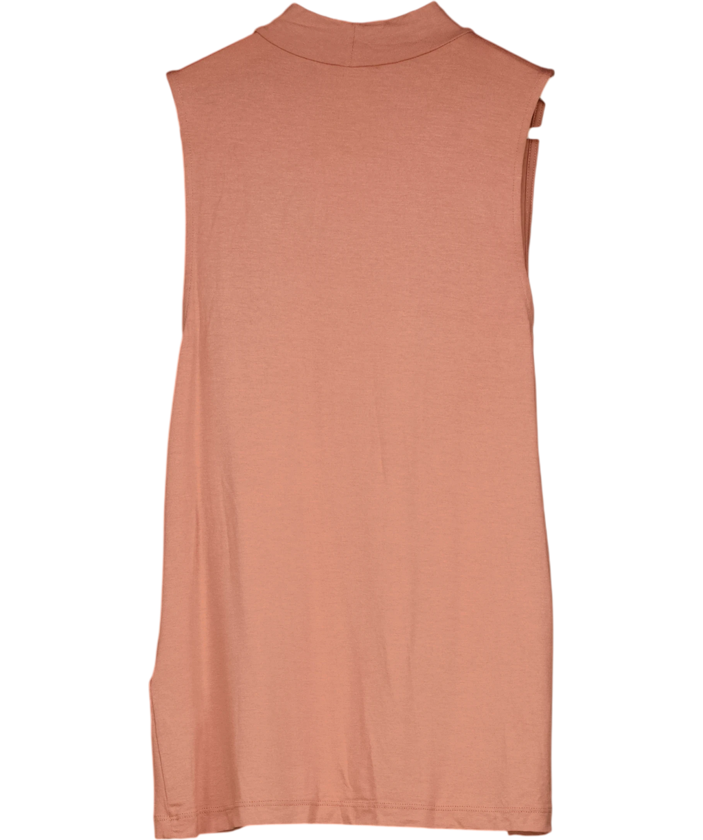 H&M Nude Pink Viscose Blend High Neck Sleeveless Top UK M — Back