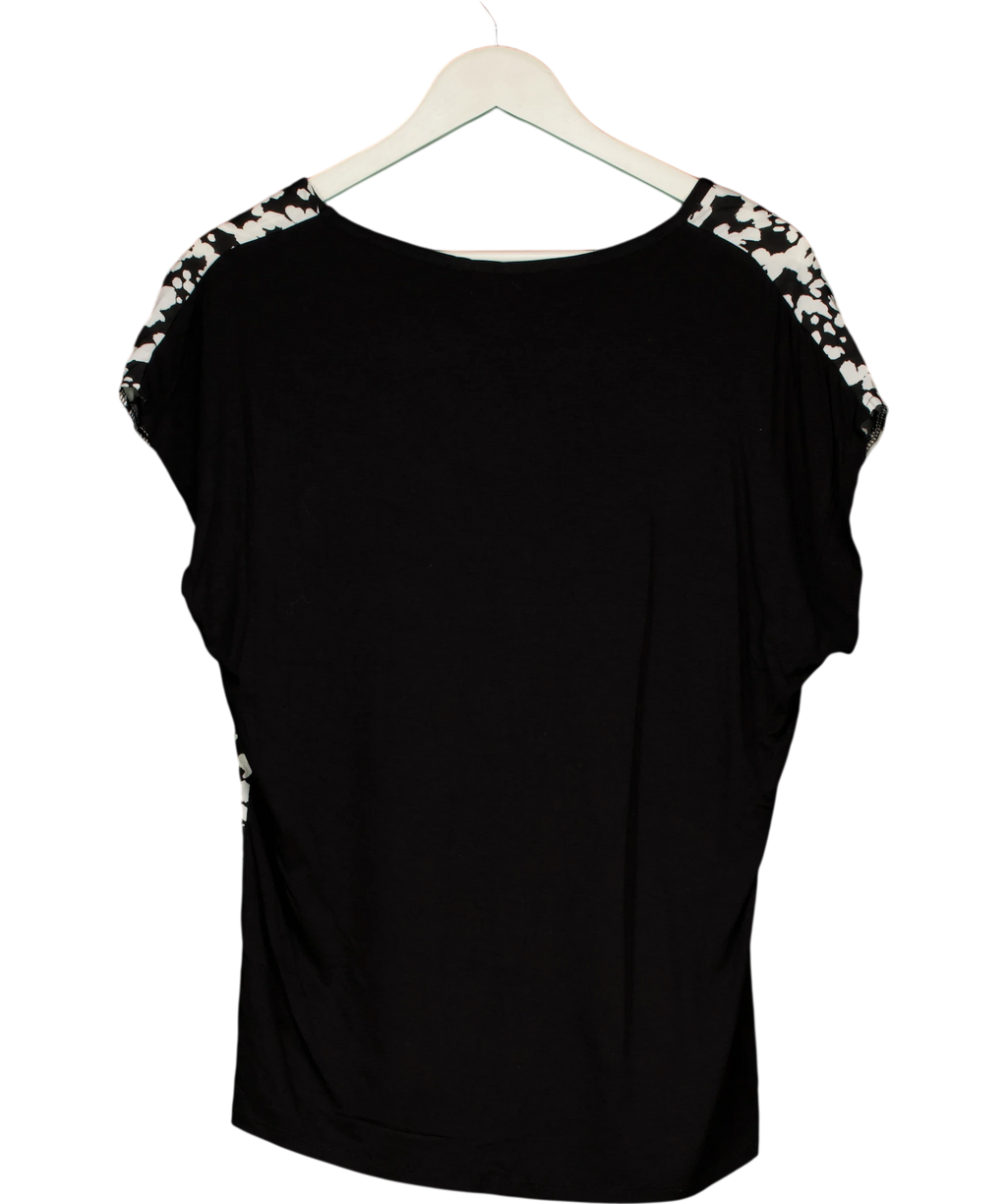 George Black / White Animal Print Jersey Back Top UK 12 — Back